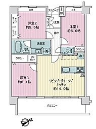 サーパス東新町 3LDKの間取図画像