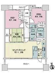 レクセルマンション宇都宮 3LDKの間取図画像
