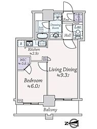 クレストタワー品川シーサイド 1LDKの間取図画像