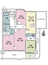 ヴェルデヒルズ本原 4DKの間取図画像