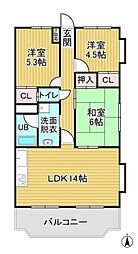 ユタカマンション 3LDKの間取図画像
