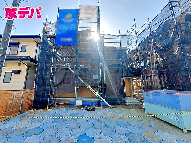 【2号棟】上棟しました! ・長期優良住宅 ・オール電化 ・3LDK+タタミコーナー3帖 ・LDK19.25帖 ・全居室収納完備 ・全室2面採光 ・WIC完備 ・吹抜け ・整形地 ・駐車場並列3台可