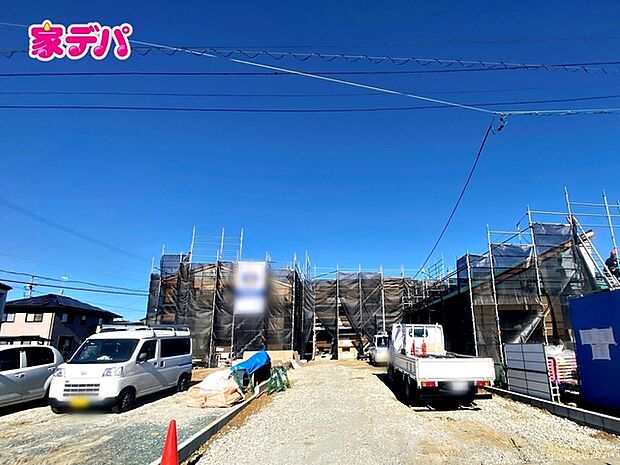 上棟しました。ご見学希望のお客様につきましては同型同仕様の物件にご案内いたします