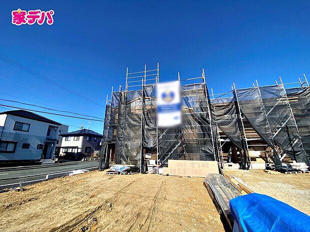 上棟しました。ご見学希望のお客様につきましては同型同仕様の物件にご案内いたします