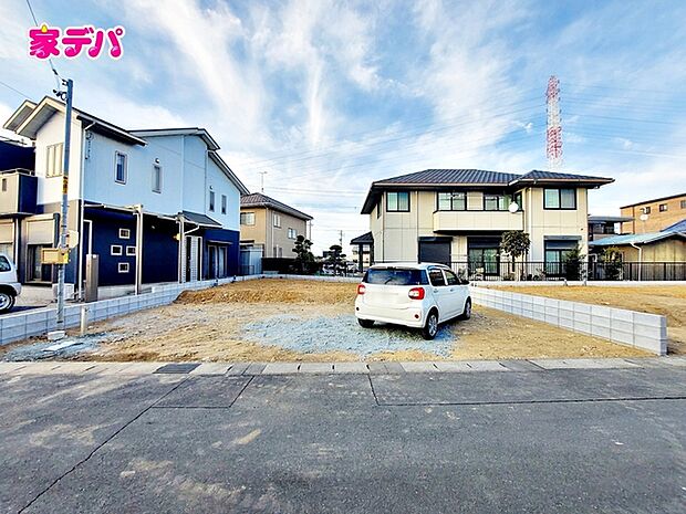 【1号棟】建築予定地です！ ・4LDK ・LDK22帖 ・リビング収納完備 ・食器洗浄乾燥機 ・バルコニー2ヶ所 ・リビング階段 ・駐車場並列3台可