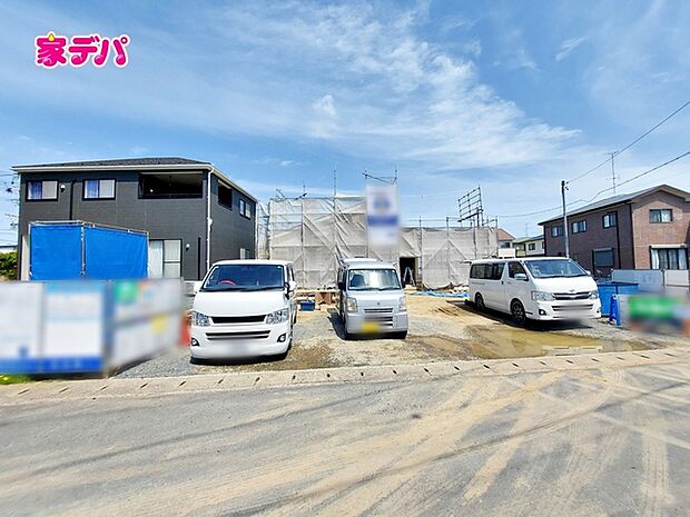 【1号棟】上棟しました！ ・長期優良住宅 ・平屋建て ・4LDK ・LDK18帖、隣接洋室4.5帖 ・全居室収納完備 ・パントリー ・駐車場並列3台可