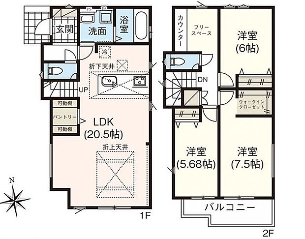 3LDK+フリースペース ※図面と現況に相違ある場合には現況優先とします。