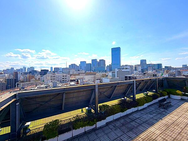 晴れた日には遠くまで見渡せるスカイビュー。都心生活に癒しを与える屋上テラス