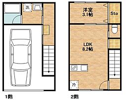 JR鹿児島本線 田代駅 徒歩9分の賃貸アパート 1階1LDKの間取り
