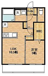 GUCCIフィールドII 1階1SLDKの間取り