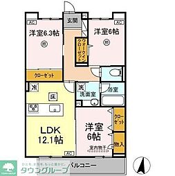 Sinfaria六本松 3LDKの間取図画像