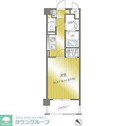 メルクリオ西新 1Kの間取図画像