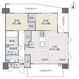 プレスタイル大濠公園 2LDKの間取図画像