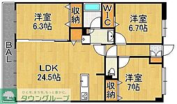 Aqualia平尾浄水 3LDKの間取図画像