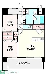 サンショウ レジデンス西新 2LDKの間取図画像