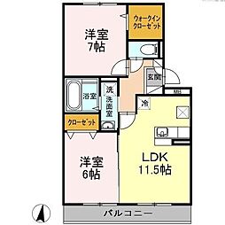 コアロード今宿A 2LDKの間取図画像