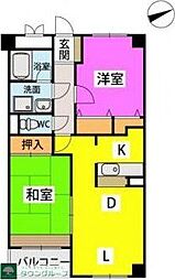 校南マンション 2LDKの間取図画像