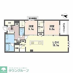 シャーメゾン赤坂けやき通り 2LDKの間取図画像
