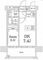 エンクレスト天神GLEE 1DKの間取図画像