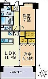 ヘスティア大濠 2LDKの間取図画像