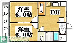 レジレンス原田 2DKの間取図画像