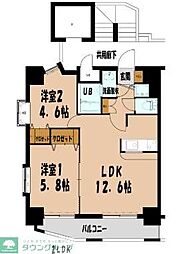 クリエート白金 2LDKの間取図画像