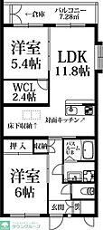 SUN'Sももち 2LDKの間取図画像