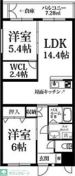 SUN'Sももち 2LDKの間取図画像