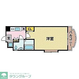 サヴォイステュディオブランシェ 1Kの間取図画像