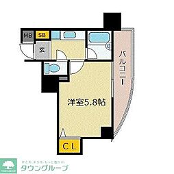 エスリード天神第2 1Kの間取図画像