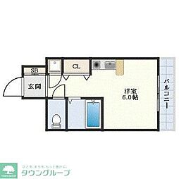 モントーレ天神 ワンルームの間取図画像