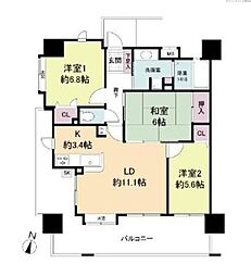 KDXレジデンス西公園 3LDKの間取図画像