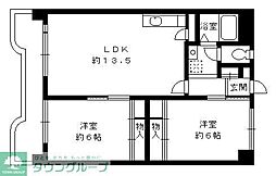 横尾ビル2 2LDKの間取図画像