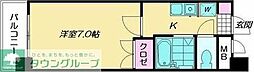 スライビング藤崎 1Kの間取図画像