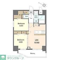 S-RESIDENCE薬院aureate 2LDKの間取図画像