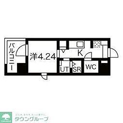 パグーロ西新南 1Kの間取図画像