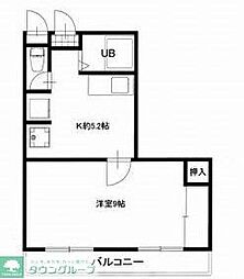 テングッド祖原パーク 1DKの間取図画像