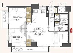 エクレール愛宕 2LDKの間取図画像