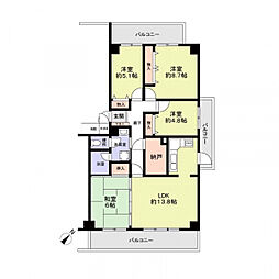 インペリアル千里山田 4SLDKの間取図画像