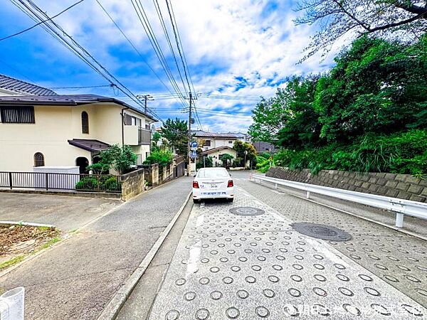 【前面道路】見通しの良い道路に面し、開放感のある立地。毎日の車の出し入れもスムーズです
