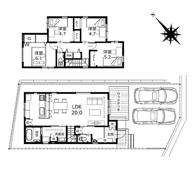 ■間取り図■豊富な収納と20帖のLDKでのびのび過ごせるお家です！