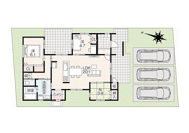■間取り図■ワンフロアで始める新生活♪収納豊富で使いやすいお家!