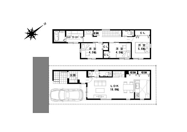 ■間取り図■要所に収納力があり使い勝手の良いお家♪