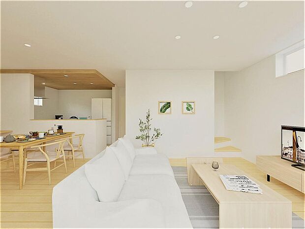 ■完成イメージパース■家事動線・大容量の収納場所も確保したくつろぎ空間♪