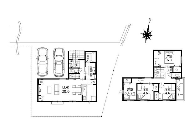 ■間取り図■要所に収納力があり使い勝手の良いお家♪