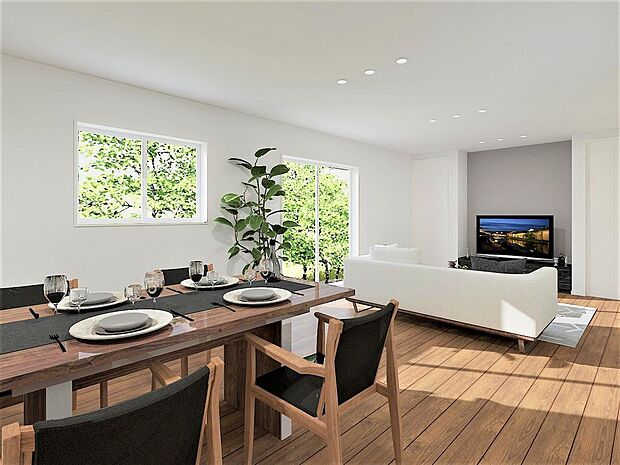 ■完成イメージパース■家事動線・大容量の収納場所も確保したくつろぎ空間♪