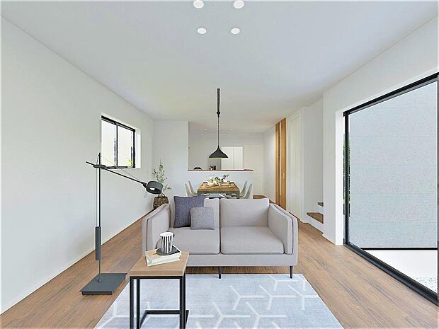 ■完成イメージパース■家事動線・大容量の収納場所も確保したくつろぎ空間♪