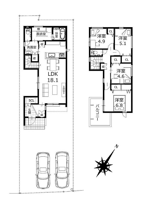 ■間取り図■要所に収納力があり使い勝手の良いお家♪
