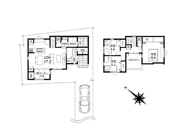 ■間取り図■各所に収納スペースを設けており整理整頓しやすい快適なお家!