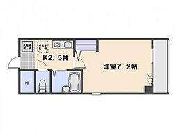 フォレスト中央 1階1Kの間取り